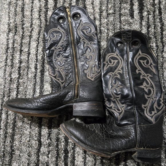 Hondo Men’s Black Zip Up Western Cowboy Boots - Size 11.5EE - Picture 1 of 10
